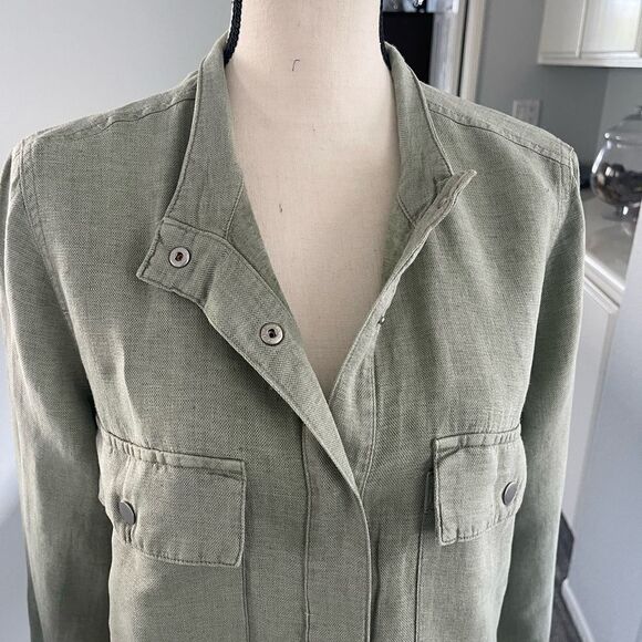 Nicole Miller Crop Utility Jacket Size: Medium Color: Sage - Picture 3 of 11